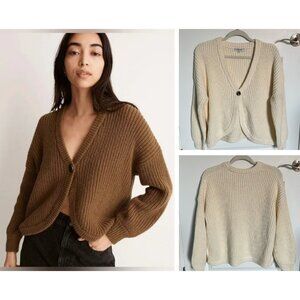 Madewell Cream One Button Shirttail Cardigan Sweater - 29883